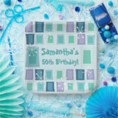 Modernes Aquamarine zum 50. Geburtstag Pappteller (Party)