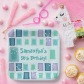 Modernes Aquamarine zum 50. Geburtstag Pappteller (Party)