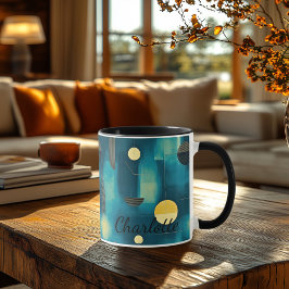 Modernes Aquamarines Abstrakt - Personalisierte Ku Tasse