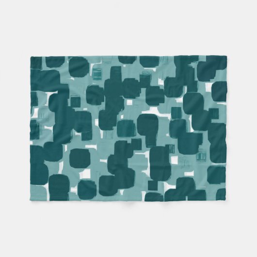 Modernes Aquamarines Abstraktes Design Fleecedecke (Vorderseite (Horizontal))