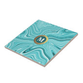 Modernes aquamarines Agatapongramm Fliese (Seite)