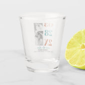 Modernes aquamarines Blau und Rost zwei Foto Save  Schnapsglas (Rückseite)