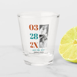 Modernes aquamarines Blau und Rost zwei Foto Save  Schnapsglas