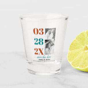 Modernes aquamarines Blau und Rost zwei Foto Save Schnapsglas