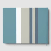 Modernes Aquamarines Blau und Tan Streifen Persona Gästebuch (Rückseite)