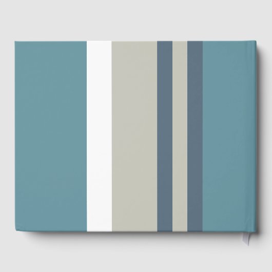 Modernes Aquamarines Blau und Tan Streifen Persona Gästebuch (Rückseite)