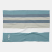Modernes Aquamarines Blau und Tan Streifen Persona Geschirrtuch (Horizontal)