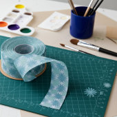 Modernes Aquamarines blaues Abstraktes Blumenmuste Ripsband