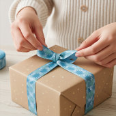 Modernes Aquamarines blaues Abstraktes Blumenmuste Ripsband