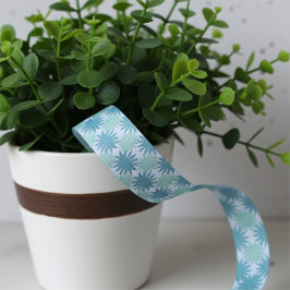 Modernes Aquamarines blaues Abstraktes Blumenmuste Ripsband