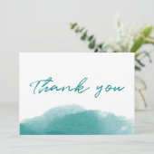 Modernes aquamarines blaues Watercolor-Skript Dankeskarte (Stehend Vorderseite)