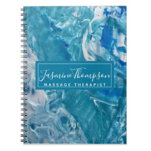 Modernes Aquamarines Blue Abstrakt Art Notebook Notizblock