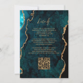 Modernes Aquamarines Blue Agate Script QR Code Hoc Einladung (Rückseite)