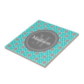 Modernes Aquamarines Blue Gray Diamond Muster Fliese (Seite)