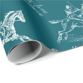 Modernes Aquamarines Blue Horseback Reittoile Geschenkpapier (Rolleneckpunkt)