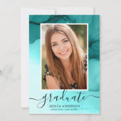 Modernes Aquamarines Blue Ink Graduation Party Fot Einladung (Vorderseite)