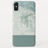 Modernes Aquamarines Blue Marble Minimal Monogram Case-Mate iPhone Hülle (Rückseite)