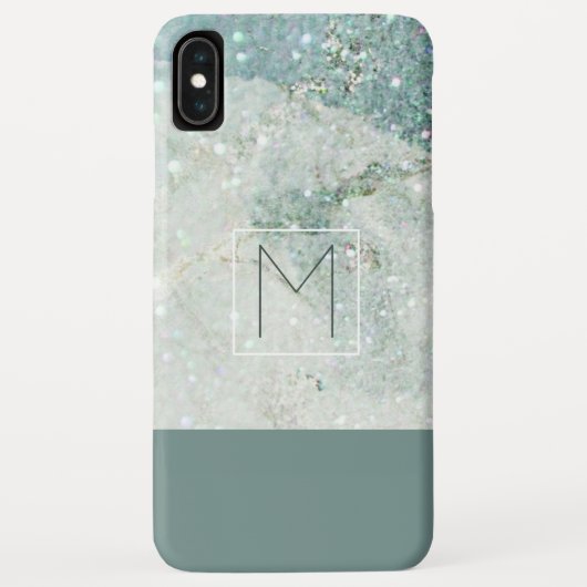 Modernes Aquamarines Blue Marble Minimal Monogram Case-Mate iPhone Hülle (Rückseite)