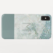 Modernes Aquamarines Blue Marble Minimal Monogram Case-Mate iPhone Hülle (Rückseite (Horizontal))