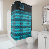 Modernes Aquamarines Blue Ocean Beach Waves Stain  Duschvorhang (Beispiel)