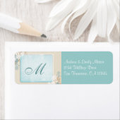 Modernes Aquamarines Blue & Tan Floral Monogram Ad (Insitu)