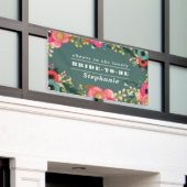 Modernes Aquamarines Blumenmuster Rosa Großes Brau Banner (Äußeres Gebäude)