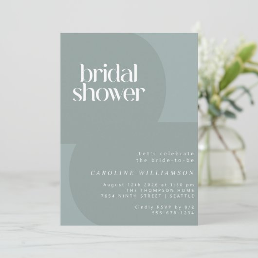 Modernes Aquamarines Brautparty mit minimaler Geom Einladung (Stehend Vorderseite)