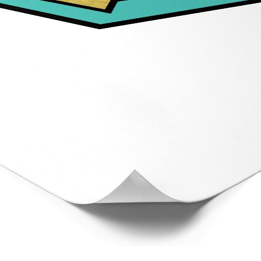 Modernes, Aquamarines Design der Abstrakten Golden Poster (Ecke)