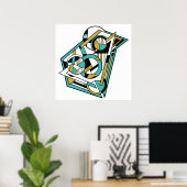 Modernes, Aquamarines Design der Abstrakten Golden Poster (Heimbüro)