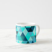 Modernes Aquamarines Dreiecksmuster Espressotasse (Vorderseite Rechts)