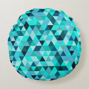 Modernes Aquamarines Dreiecksmuster Rundes Kissen