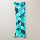 Modernes Aquamarines Dreiecksmuster Seitenschläferkissen (Vorderseite Vertikal)