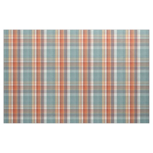 Modernes Aquamarines dunkelblaues Orange Kariertes Stoff (Fat Quarter (45,7 x 55,9 cm))