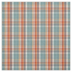 Modernes Aquamarines dunkelblaues Orange Kariertes Stoff