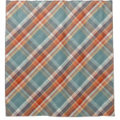 Modernes Aquamarines dunkelblaues Orangenweißes Ka Duschvorhang (Vorderseite)