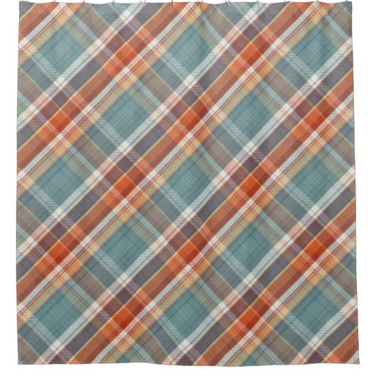 Modernes Aquamarines dunkelblaues Orangenweißes Ka Duschvorhang (Vorderseite)