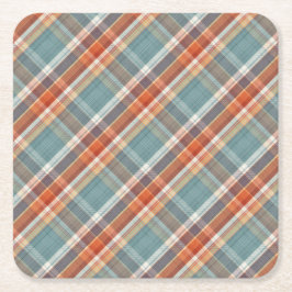 Modernes Aquamarines dunkelblaues Orangenweißes Ka Rechteckiger Pappuntersetzer