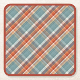 Modernes Aquamarines dunkelblaues Orangenweißes Ka Rechteckiger Pappuntersetzer