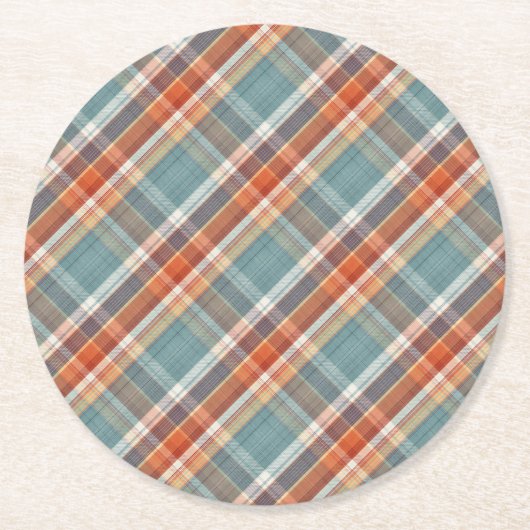 Modernes Aquamarines dunkelblaues Orangenweißes Ka Runder Pappuntersetzer (Vorderseite)