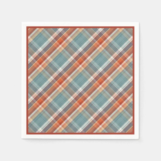 Modernes Aquamarines dunkelblaues Orangenweißes Ka Serviette (Vorderseite)