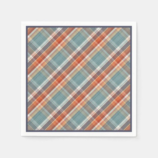 Modernes Aquamarines dunkelblaues Orangenweißes Ka Serviette (Vorderseite)