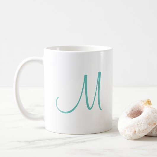 Modernes Aquamarines, elegantes Monogramm Kaffeetasse (Mit Donut)