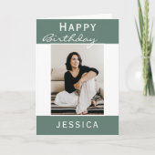 Modernes Aquamarines Foto zum Geburtstag Karte (Vorderseite)