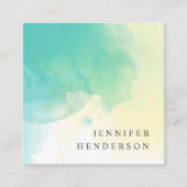 Modernes aquamarines gelbes quadratische visitenkarte (Vorderseite)