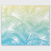 Modernes aquamarines gelbes tropisches Palmemuster Geschenkpapier (Flach)