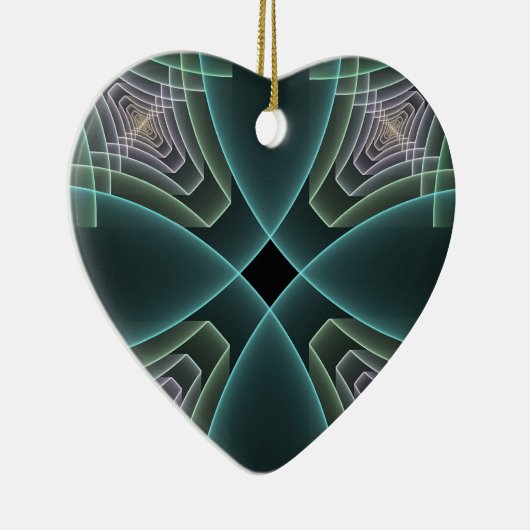 Modernes Aquamarines geometrisches Fraktal Kunstgr Keramik Ornament (Rechts)