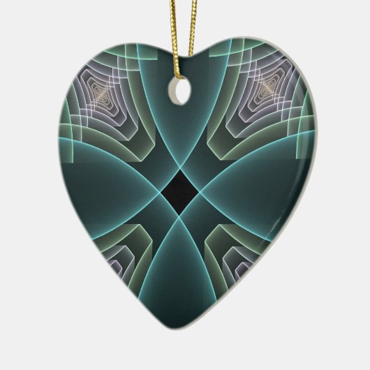 Modernes Aquamarines geometrisches Fraktal Kunstgr Keramik Ornament (Links)