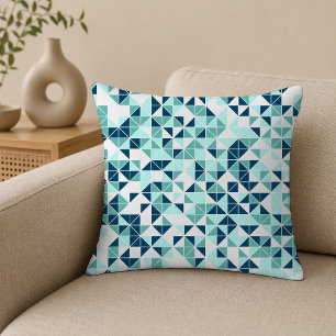 Modernes, Aquamarines, geometrisches Muster Kissen