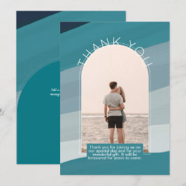 Modernes AQUAMARINES gestreiftes FOTO DANKE Einladung