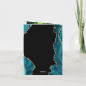 Modernes Aquamarines Gold Agate Stone Wedding Foto Einladung (Rückseite)